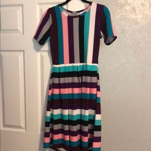 Colorful Striped Short Sleeve Dress
